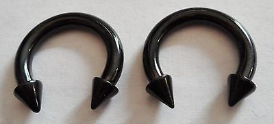 Black TITANIUM Spiked Ends Circulars Curved Barbells Horseshoes 10 gauge 10g - I Love My Piercings!