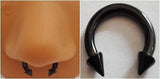 Black Titanium Circular Horseshoe Half Hoop Septum Ring spiked 10g 10 gauge - I Love My Piercings!