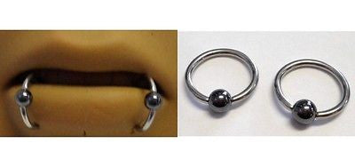 Surgical Steel Hematite Bead Captive Snake Bites Lip Rings 14g 14 gauge 10mm - I Love My Piercings!
