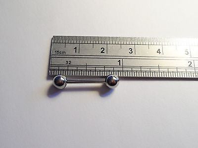 Surgical Steel Straight Barbell 14 gauge 14g 1/2 inch 12mm Balls 5mm - I Love My Piercings!