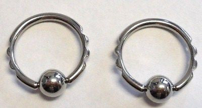 Pair TRIBAL NOTCH Captives Rings Hoops 12g 12 gauge 1/2 inch diameter - I Love My Piercings!