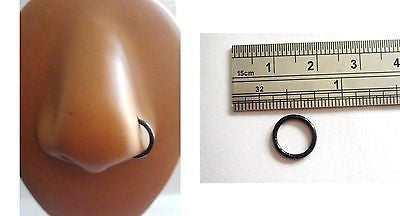 Black Titanium Segment Nose Ring Hoop 16g 16 gauge 8mm diameter - I Love My Piercings!