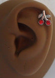 Surgical Steel Helix Tragus Cartilage Barbell Stud Ring 16 gauge 16g Cherry - I Love My Piercings!