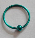 Turquoise Titanium Sterling Silver Nose Jewelry Stud HOOP Ring 22 gauge 22g 9mm - I Love My Piercings!