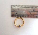 Gold Titanium Captive Tanzinite Crystal Bead Hoop Nose Septum Ring 16 gauge 16g - I Love My Piercings!