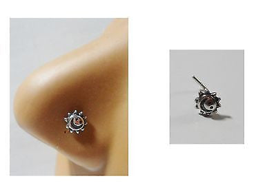 Sterling Silver Nose Stud Pin Ring L Shape Happy Face Sun 20g 20 gauge - I Love My Piercings!