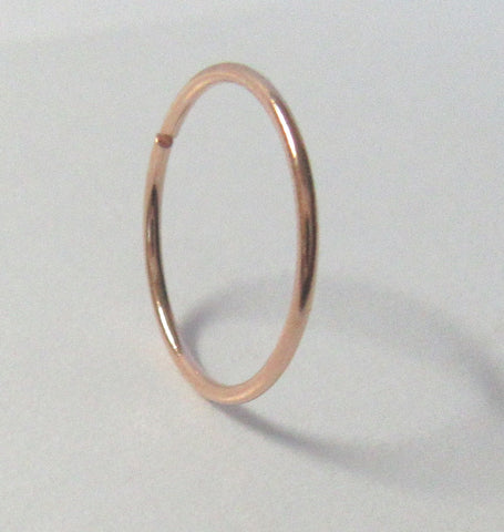 Rose Gold Titanium Seamless No Ball Thin Hoop Ring 22 gauge 9 mm Diameter