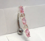 Surgical Steel VCH Jewelry Hood Cover Pink CZ Crystal Chandelier Barbell 14 gauge 14g - I Love My Piercings!