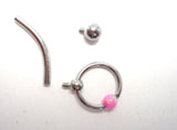 Pink Opal Stone Hoop Dangle Barbell Bar VCH Jewelry Clit Clitoral Hood Ring 14 gauge 14g - I Love My Piercings!