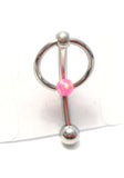 Pink Opal Stone Hoop Dangle Barbell Bar VCH Jewelry Clit Clitoral Hood Ring 14 gauge 14g - I Love My Piercings!