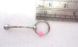 Pink Opal Stone Hoop Dangle Barbell Bar VCH Jewelry Clit Clitoral Hood Ring 14 gauge 14g - I Love My Piercings!