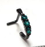 Black Titanium  L Shape Nose Ring Stud Hoop Triple Aqua Green CZ 18 gauge 18g - I Love My Piercings!