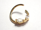 18k Gold Plated Marquise Crystal Seamless Hoop Cartilage Ring 16 gauge 16g 10 mm - I Love My Piercings!