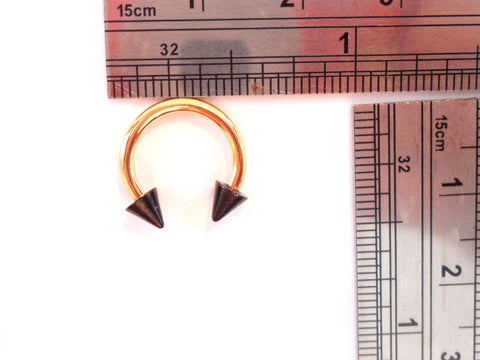 Black Gold Spike Titanium Lip Cartilage Helix Nipple Horseshoe Ring 14 gauge 14g - I Love My Piercings!