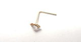 10K Yellow Gold Clear Crystal CZ Ornate Nose Stud L Shape Pin 22 gauge 22g - I Love My Piercings!