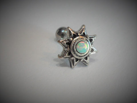 Surgical Steel Ornate White Opal Star Ear Stud Cartilage Piercing 16 gauge - I Love My Piercings!