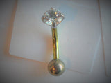 Yellow Gold Pure Titanium Clear Crystal VCH Vertical Clit Hood 14 gauge - I Love My Piercings!