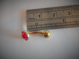 Yellow Gold Pure Titanium Red Crystal Gem VCH Vertical Clit Hood 14 gauge 14g - I Love My Piercings!