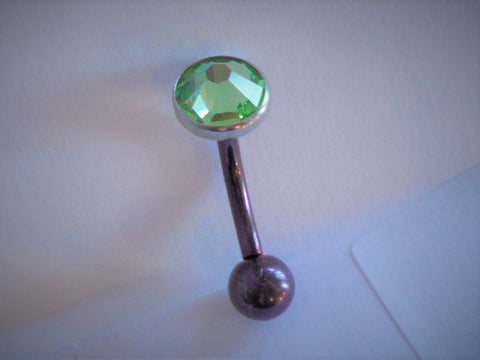 Pure Titanium Peridot Green Gem Bar VCH Clit Clitoral Hood Ring 14 gauge 14g - I Love My Piercings!