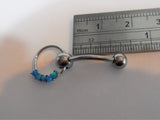 Surgical Steel Blue Opal Dangle Hoop Barbell VCH Clit Clitoral Hood Ring 14g - I Love My Piercings!