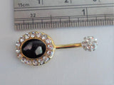 18k Gold Plated Barbell Black Onyx Gem Ball VCH Clitoral Clit Hood 14 gauge - I Love My Piercings!