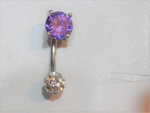 Stainless Surgical Steel Purple Barbell Solitaire Crystal VCH Clitoral Clit Hood 14 gauge - I Love My Piercings!