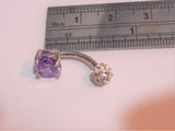 Stainless Surgical Steel Purple Barbell Solitaire Crystal VCH Clitoral Clit Hood 14 gauge - I Love My Piercings!