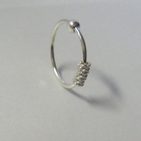 Sterling Silver Wire Wrap Ear Cartilage Nose Hoop Ring 20 gauge 20g