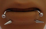 Silver Surgical Steel Long Spike Snake Bites Lip Rings Half Hoops 16 gauge 16g - I Love My Piercings!