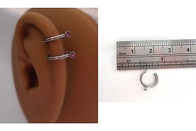 Ear Cuff Fake Helix Cartilage Piercing Jewelry Ear Hoop Double Crystal Purple - I Love My Piercings!