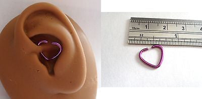 Purple Titanium Plated Heart Daith Piercing Barbell Fancy Stud 16 gauge 16g - I Love My Piercings!