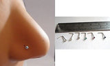 6 AB Crystal Nose Studs Pins L Shape Sterling Silver Rings 22 gauge 22g - I Love My Piercings!
