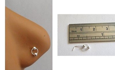 Dangle Hoop with Bead Nose Ring Bone Pin Ball End Sterling Silver 22 gauge 22g - I Love My Piercings!