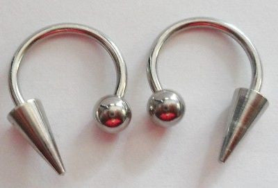 Silver Surgical Steel Spikes Balls Earrings Circulars Half Hoops 16 gauge 16g - I Love My Piercings!
