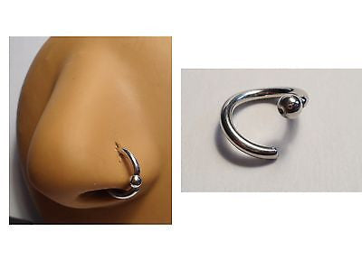 Surgical Steel Ball Attached Nose Ring Hoop 14 gauge 14g 8mm Diameter - I Love My Piercings!