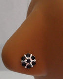 Sterling Silver Nose Stud Pin Ring L Shape Large Flower 20g 20 gauge Black - I Love My Piercings!