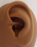 Black Titanium Plated Heart Daith Piercing Barbell Fancy Stud 16 gauge 16g - I Love My Piercings!