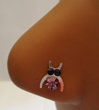 Sterling Silver Nose Stud Pin Ring L Shape Large Owl 20g 20 gauge Purple - I Love My Piercings!