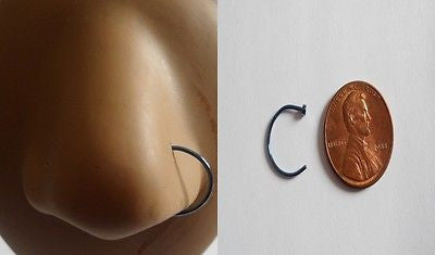 Blue TITANIUM Open Hoop Nose Ring Stud 20 gauge 20g 10mm Diameter - I Love My Piercings!