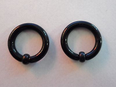Pair BLACK Acrylic Captives No Tool Needed Hoops Rings Plugs 10 gauge 10g - I Love My Piercings!