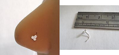 Clear Flower Crystal Nose Ring Stud Pin L Shape Sterling Silver 22 gauge 22g - I Love My Piercings!