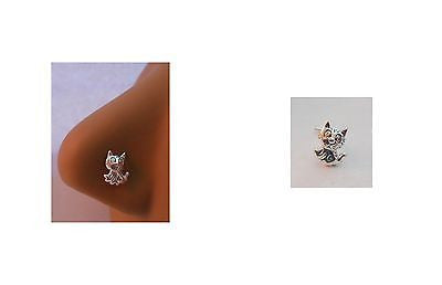 Sterling Silver Nose Stud Pin Ring L Shape Post Kitty Kitten Cat 20g 20 gauge - I Love My Piercings!