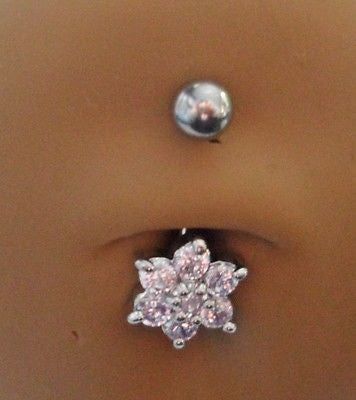 Surgical Steel Belly Ring Barbell Jeweled Clear Crystal Star 14 gauge 14g - I Love My Piercings!