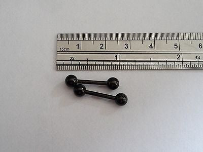 Pair 2 piece Black TITANIUM Straight Barbells Nipple Rings 14 gauge 14g - I Love My Piercings!