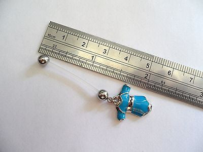 Bioplast Pregnancy Flexible Blue Tee Shirt Belly Barbell Ring 14 gauge 14g - I Love My Piercings!
