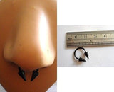 Nose Ring SEPTUM Nostril Black Titanium Spikes Half Hoop Horseshoe 16 gauge 16g - I Love My Piercings!