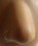 Green Titanium Open Hoop Nose Ring Stud 20 gauge 20g 8mm Diameter - I Love My Piercings!