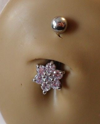Surgical Steel Belly Ring Curved Barbell  Purple Crystal Star 14 gauge 14g - I Love My Piercings!