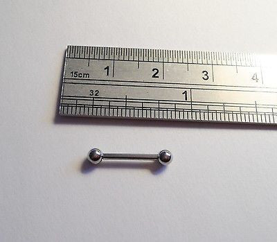 Surgical Steel Straight Barbell 16 gauge 16g 3/8 inch 10mm Balls 3mm - I Love My Piercings!