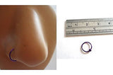 Purple Titanium over Sterling Silver Thin Nose Hoop Ring 22 gauge 22g 7mm - I Love My Piercings!